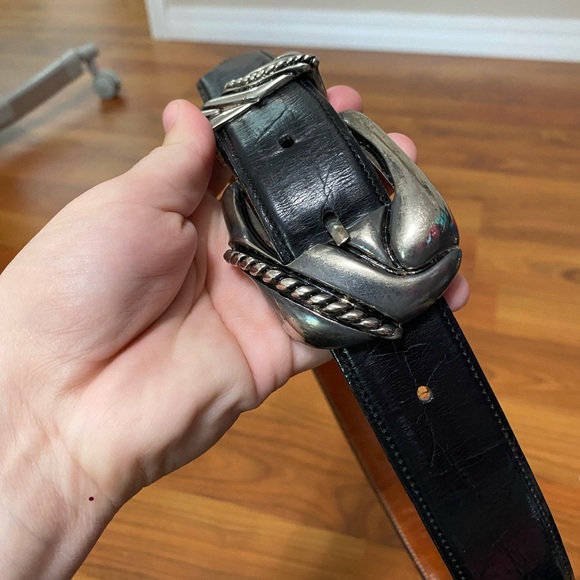 ZELE all leather belt genuine cowhide lining black croc embossed western cowgirl - Picture 2 of 6